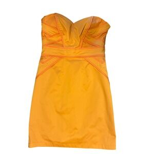 Miss Minuet Strapless Mini Dress Sz S Orange & red orange contrast Mesh‎ Bandage